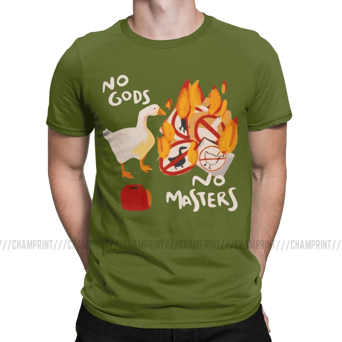 Men'S T-Shirts Untitled Goose Game No God No Masters Meme Funny Tee Shirt Short Sleeve T Shirts Crew Neck Clothes 5XL